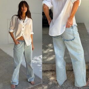Never Fully Dressed Light Wash Scalloped Pocket Straight-Leg Jeans
